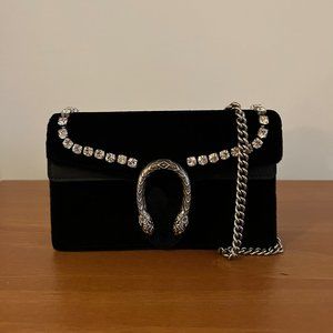 Gucci Velvet Super Mini Dionysus Shoulder Bag Black